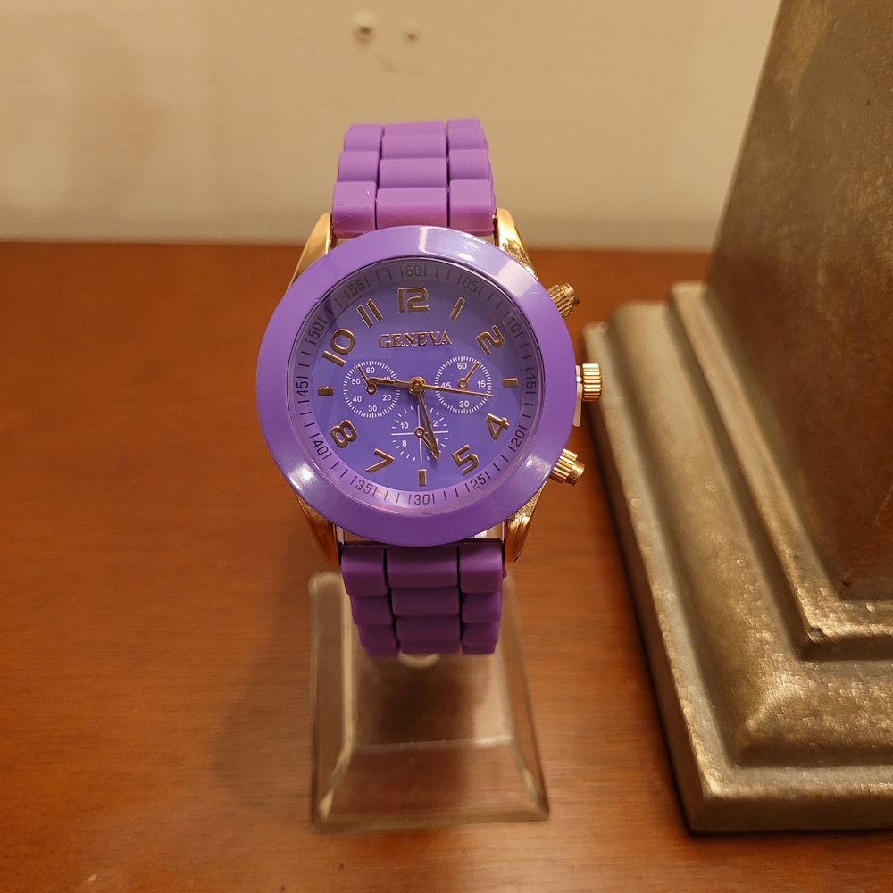 Brand New Purple & Rose Gold Geneva Women's Silicone Watch